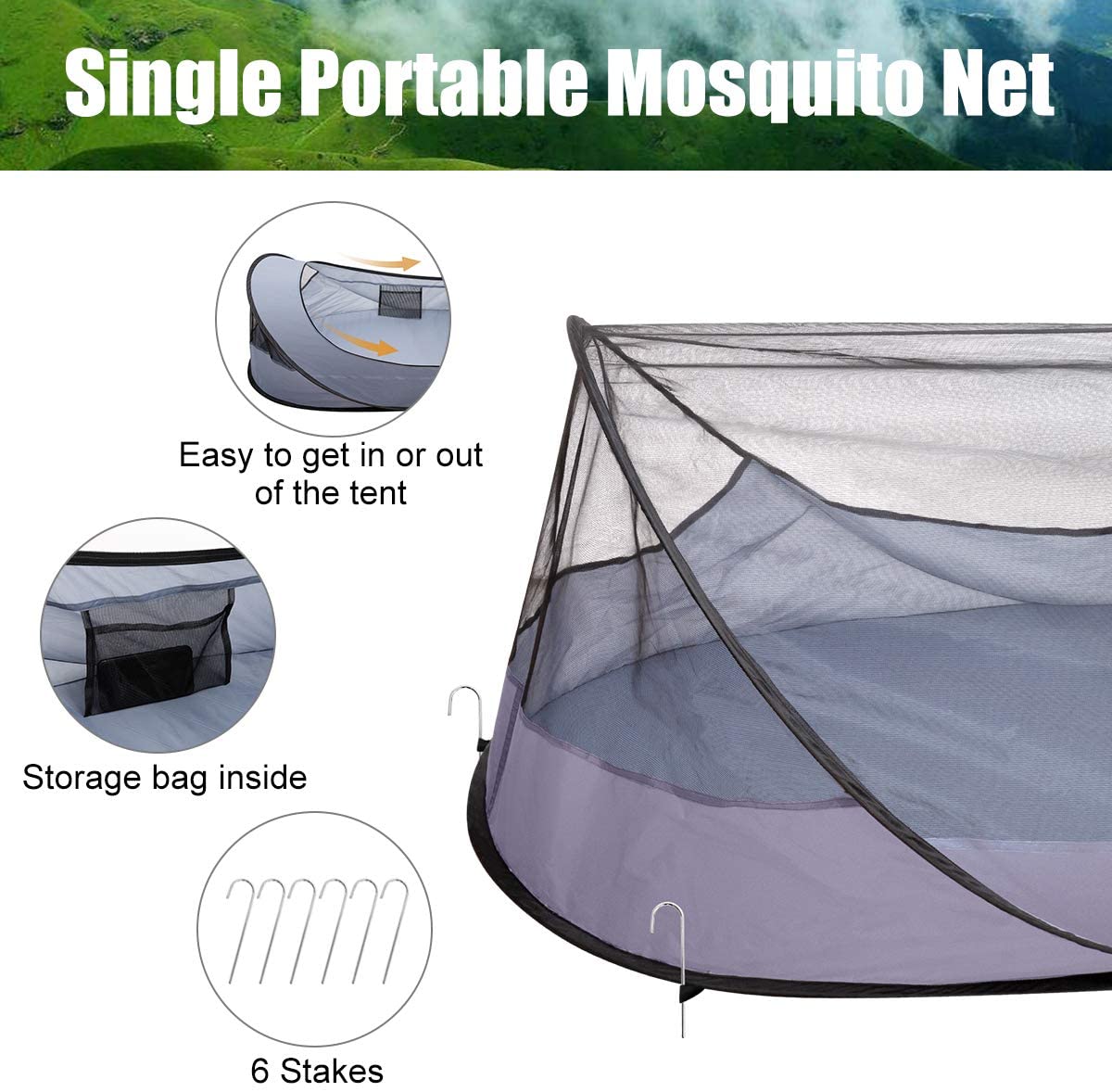 New Large Camping Mosquito Net Indoor Outdoor Insect Tent Netting Storage D7C6