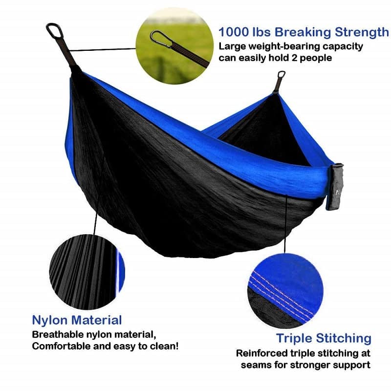 660lbs Capacity Double Portable Soft Breathable Parachute Nylon Lightweight Hammock for Hiking Travel Backpacking Beach Garden Greenmall Camping Hammock 