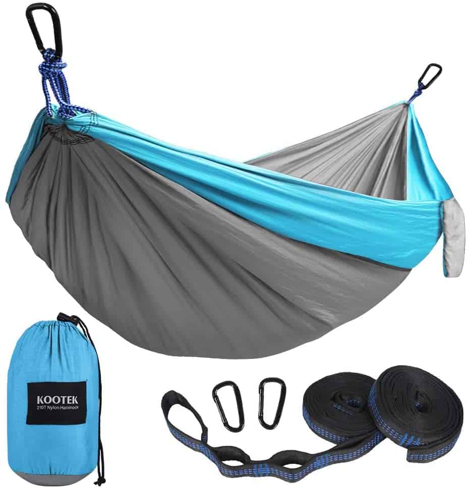 Rip Resistant Double Parachute Camping Hammock with 2 Multi Loops Tree Straps Included Backpacking Best for Hiking Special Compression Bag Trek & Travel Ultralight Nylon Portable & Compact 