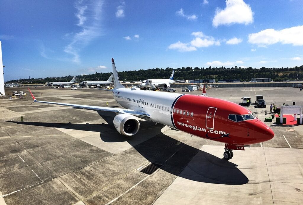 norwegian airplane at the airport