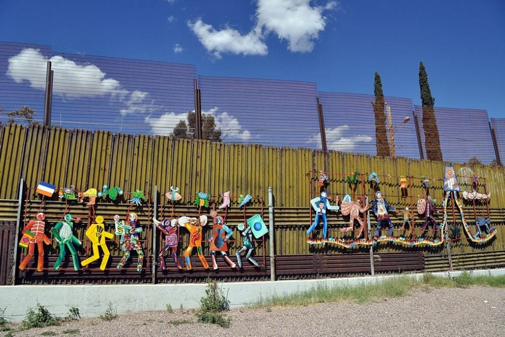 Mexican side of the U.S. border wall. Heroica Nogales, Sonora