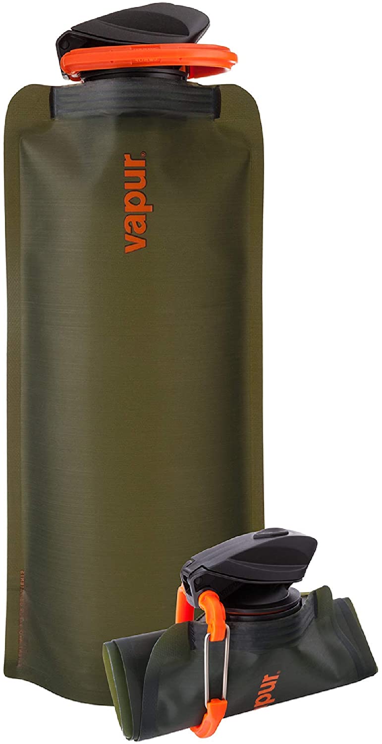 Mikka Collapsible Water Bottle Hiking Climbing and other outdoor activities - Light Brown Camping reusable travel water bottle made of BPA-free silicone for Gym 540ml Eco-friendly 18oz