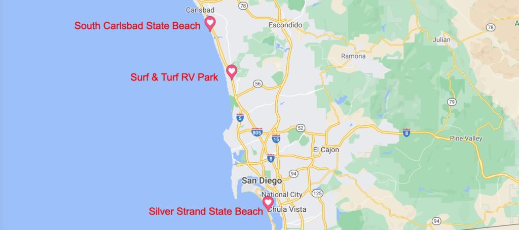 best camping san diego map