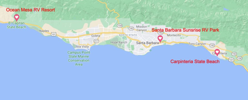 santa barbara camping map