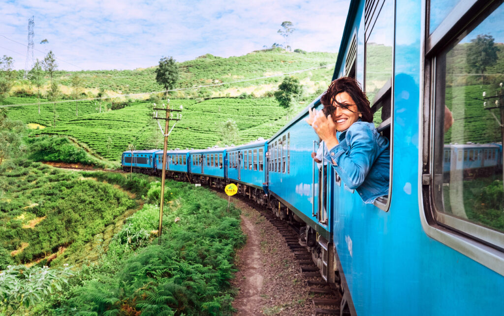 Digital nomad traveling by train in Sri Lanka