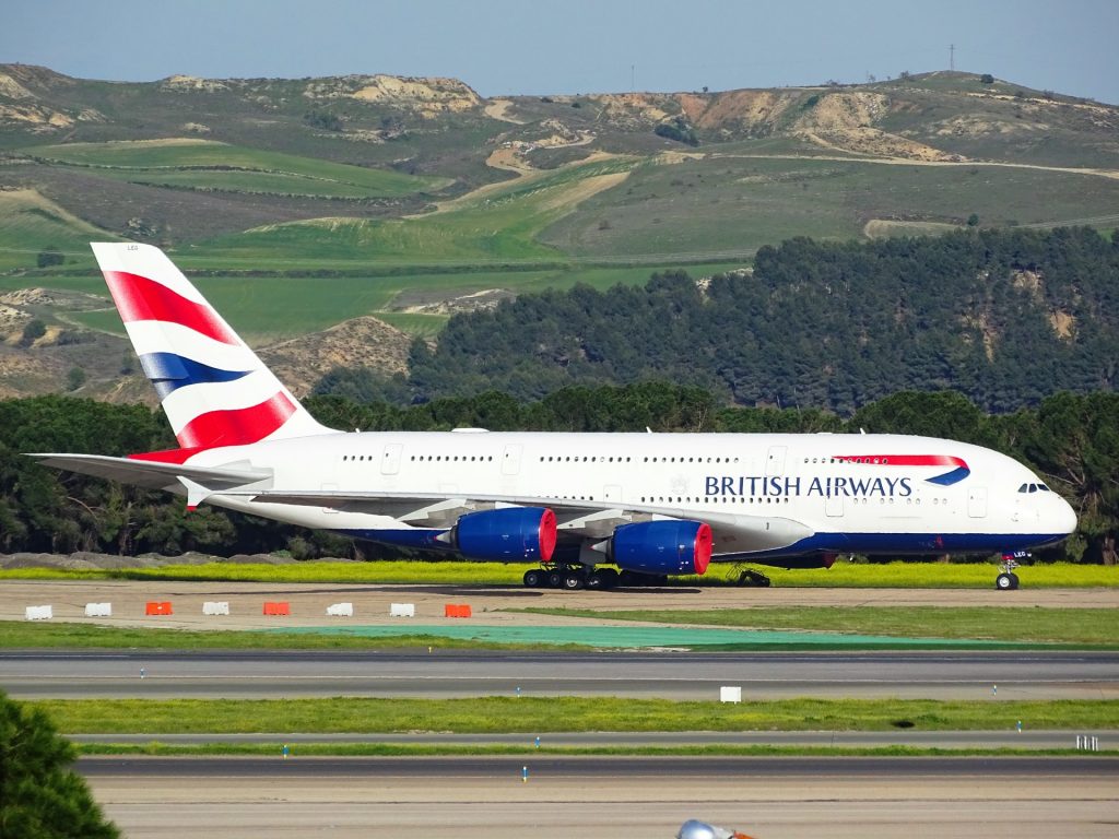 british airways airplane on the runway