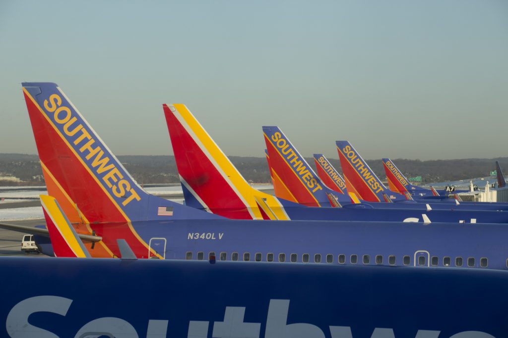 southwest airplanes on airport