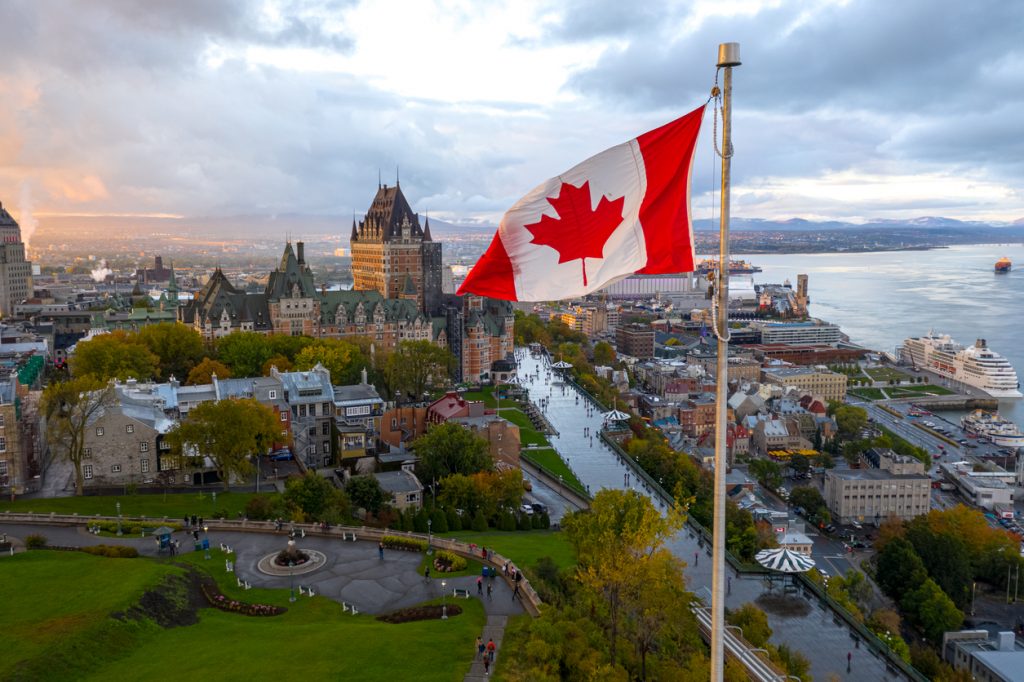 canadian flag in quebec city