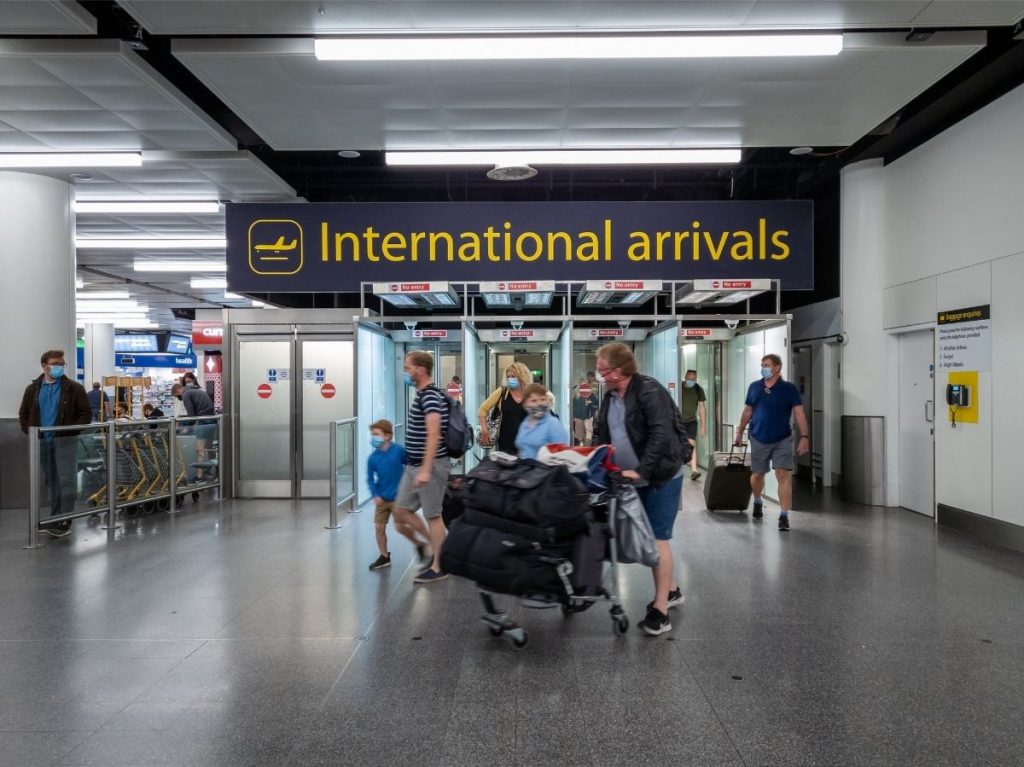 international arrivals at the UK airport