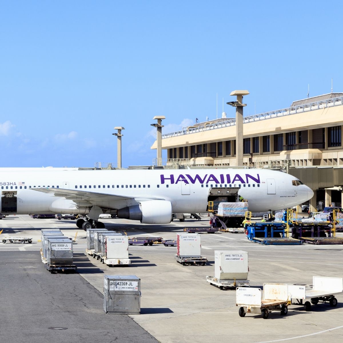Hawaii airlines airplane at Honolulu airport