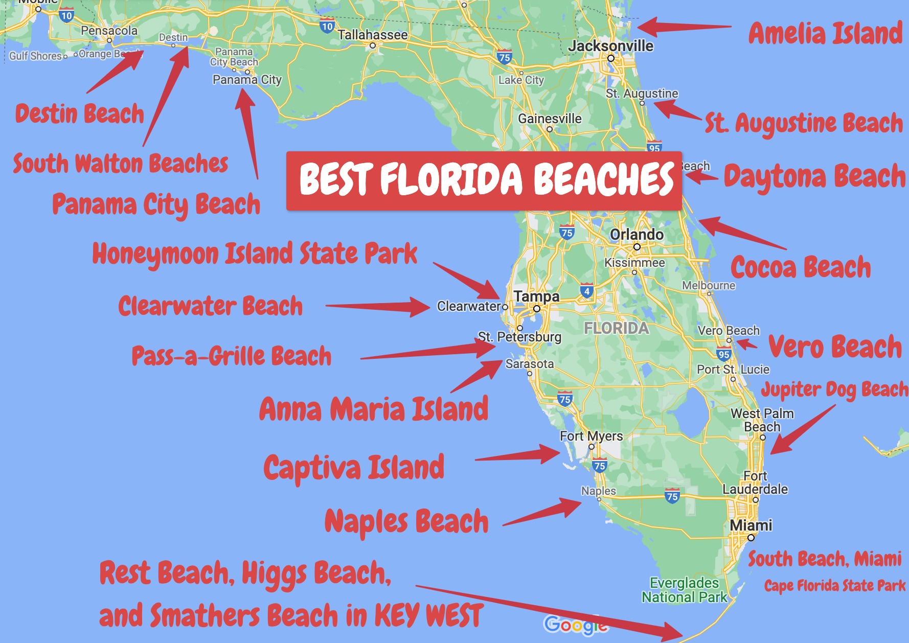 best florida beaches map