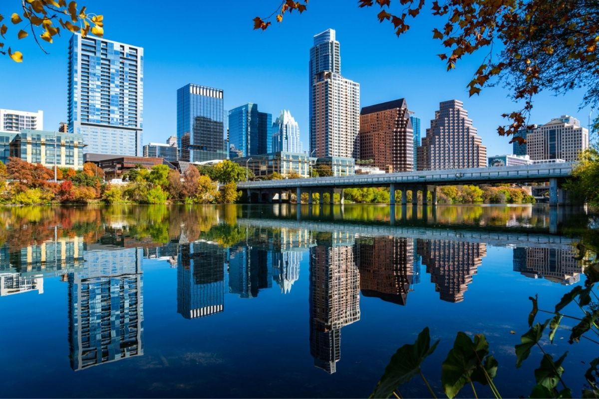 austin city and river view in april