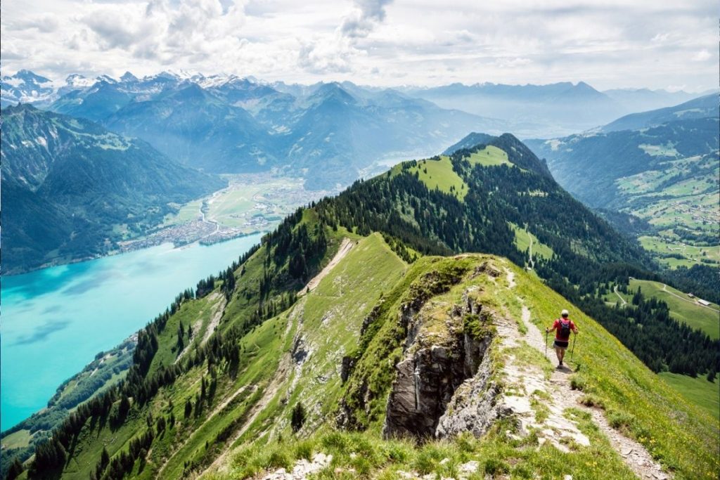 man hiking in Switzerland 