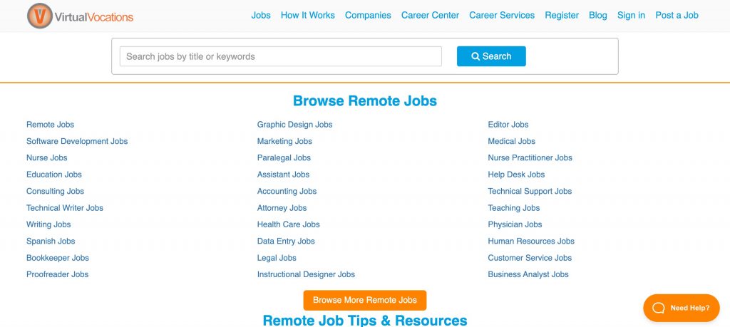 virtual vocations - browse remote jobs