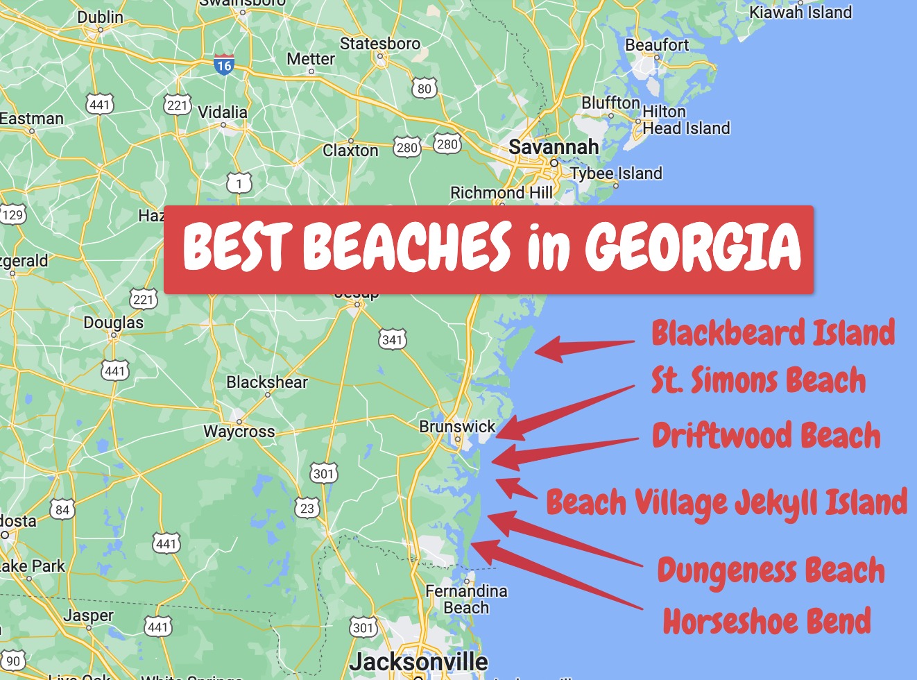 Map Of Georgia Beaches On The Atlantic Ocean 