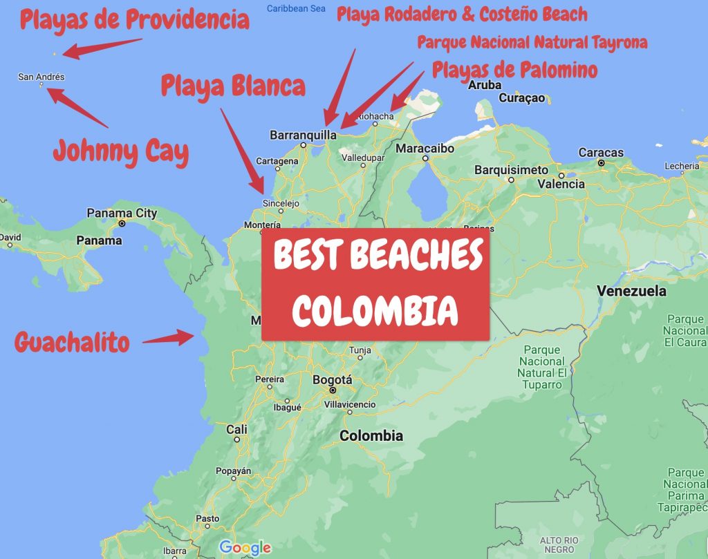 best beaches in colombia map