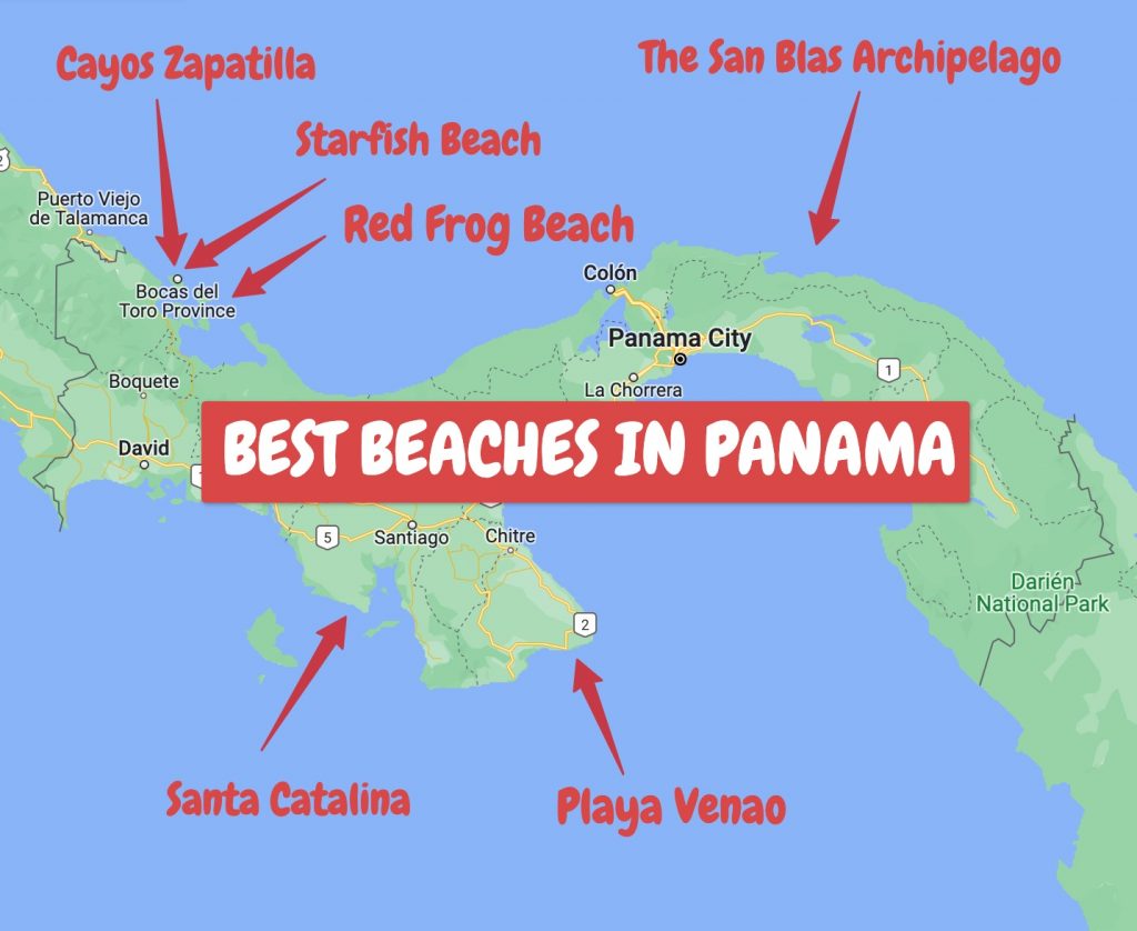 Best beaches in Panama MAP