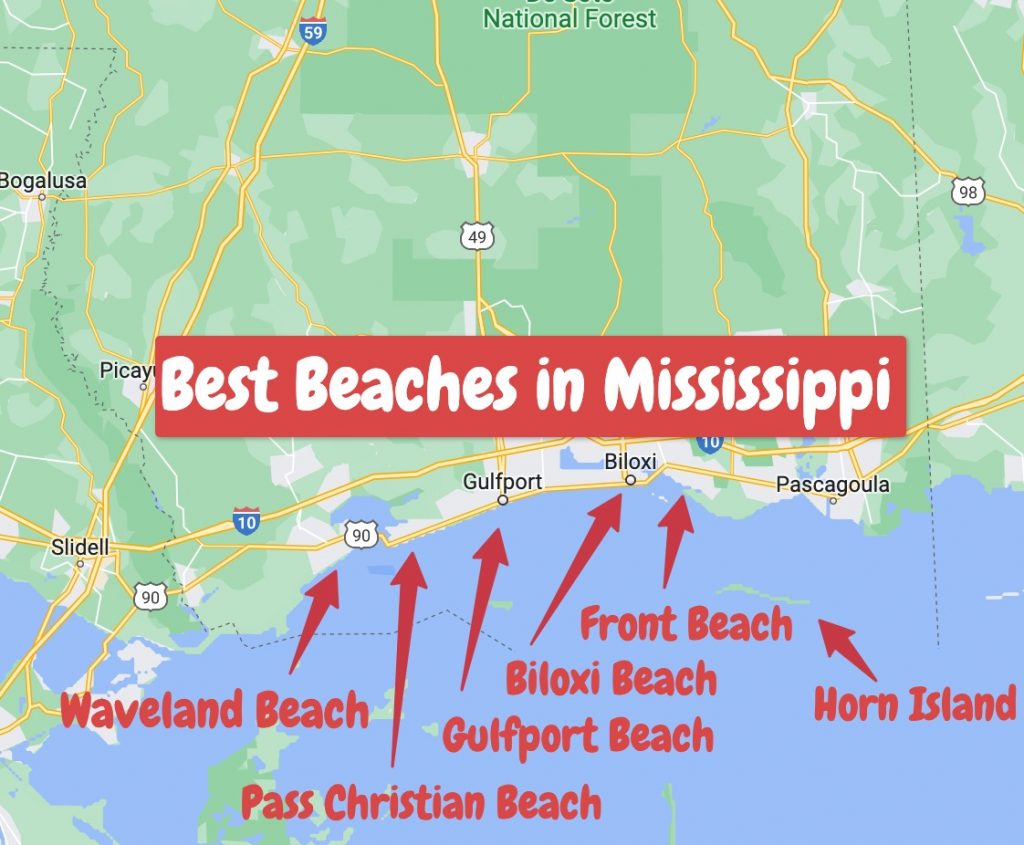 best beaches in mississippi map