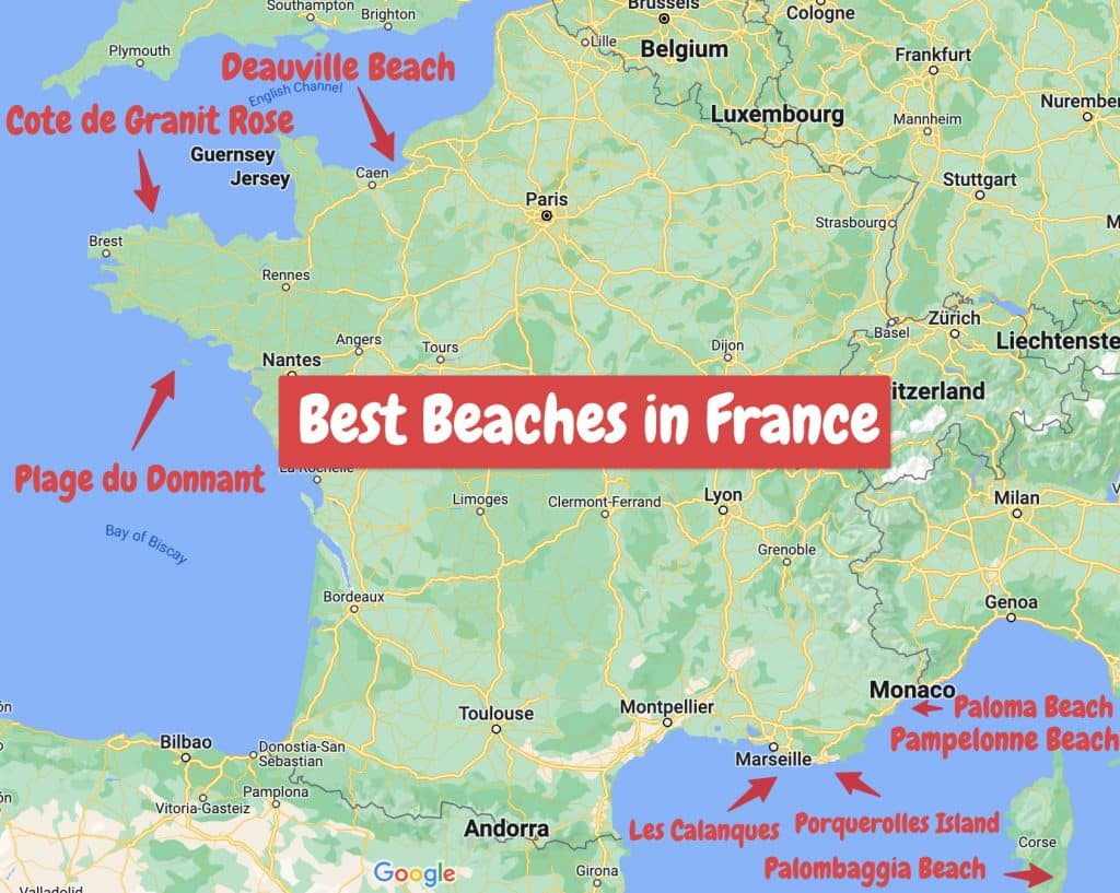 Best Beaches in France MAP
