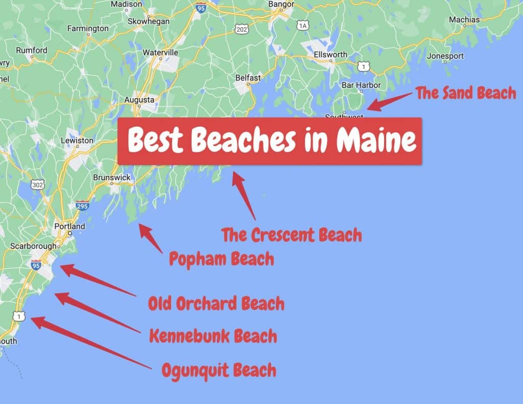 best beaches in maine map