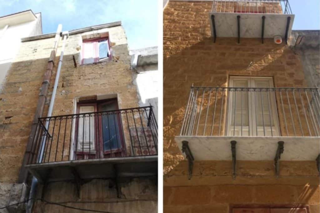 E1 Italian house outside before and after