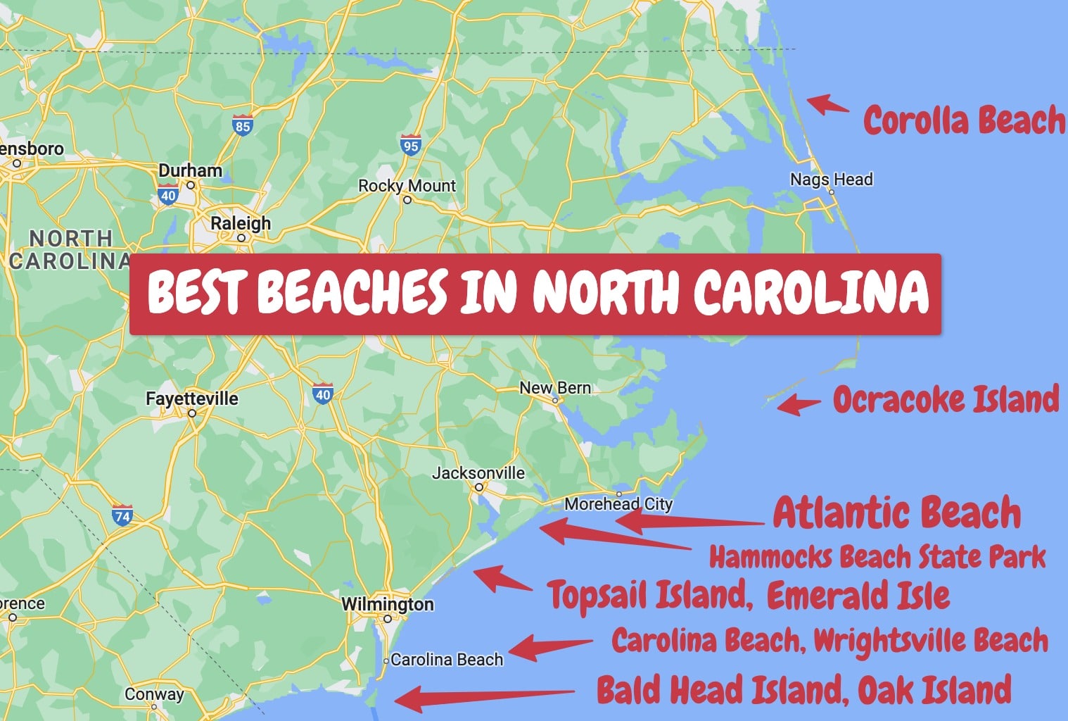 Map of north carolina beaches