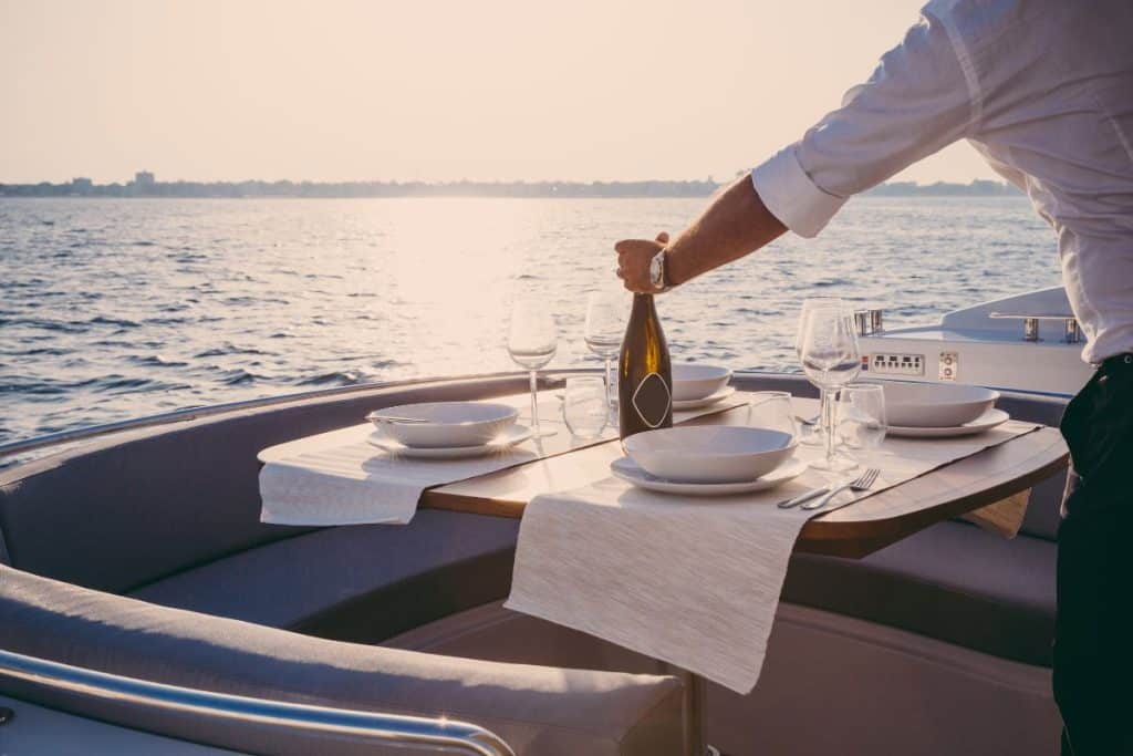 luxury dinner on yacht