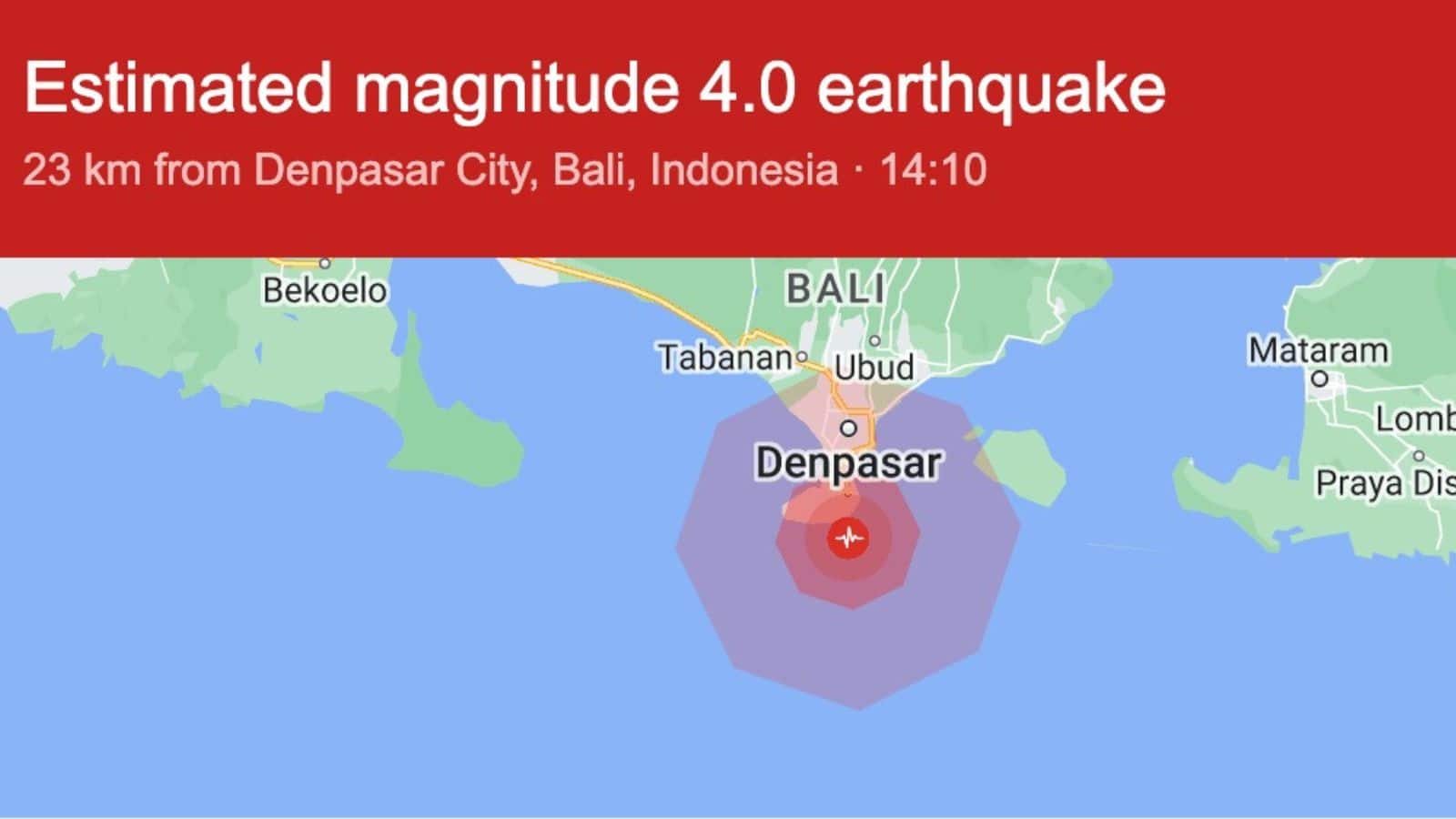 4.0 Magnitude Earthquake Reported Off The Coast Of Bali
